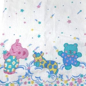 Vintage Baby Blanket Riegel Stars Teddy Bear Elephant Giraffe Cotton Receiving